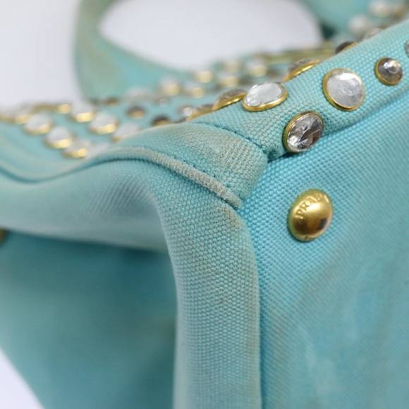 PRADA Canapa GM Hand Bag Canvas 2way Light Blue Auth 87668 - Picture 14 of 16